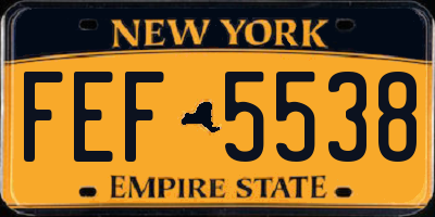 NY license plate FEF5538