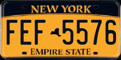 NY license plate FEF5576