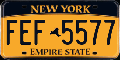 NY license plate FEF5577