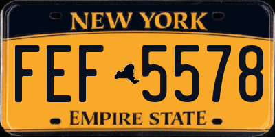 NY license plate FEF5578