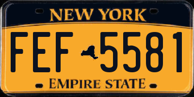 NY license plate FEF5581