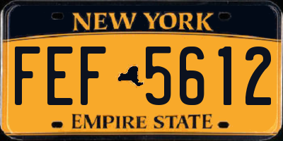 NY license plate FEF5612