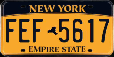 NY license plate FEF5617