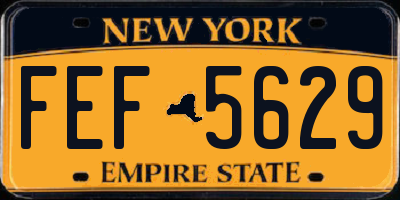 NY license plate FEF5629