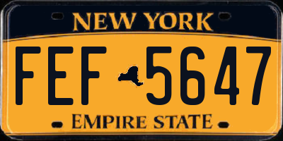 NY license plate FEF5647