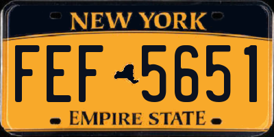 NY license plate FEF5651
