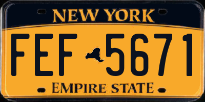 NY license plate FEF5671