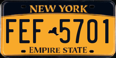 NY license plate FEF5701