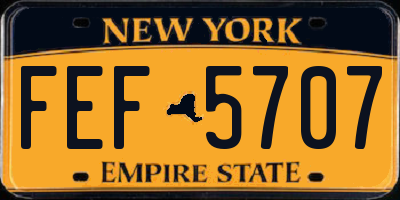 NY license plate FEF5707
