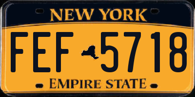 NY license plate FEF5718