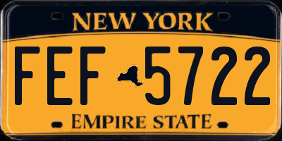 NY license plate FEF5722