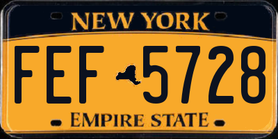 NY license plate FEF5728