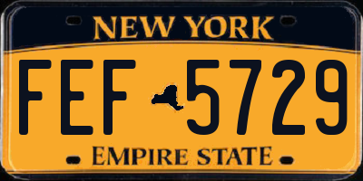 NY license plate FEF5729