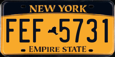 NY license plate FEF5731