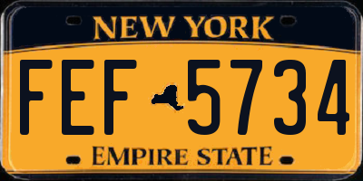 NY license plate FEF5734