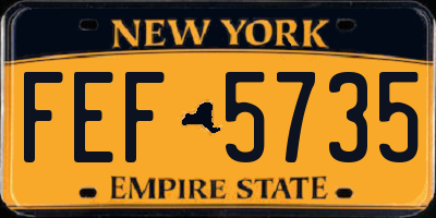 NY license plate FEF5735