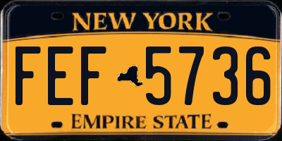 NY license plate FEF5736