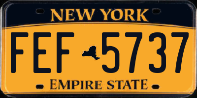 NY license plate FEF5737