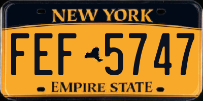 NY license plate FEF5747