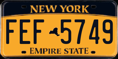 NY license plate FEF5749