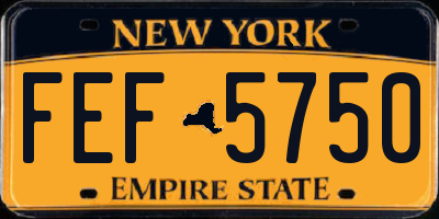 NY license plate FEF5750