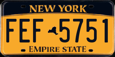 NY license plate FEF5751