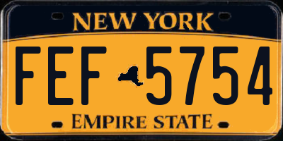 NY license plate FEF5754
