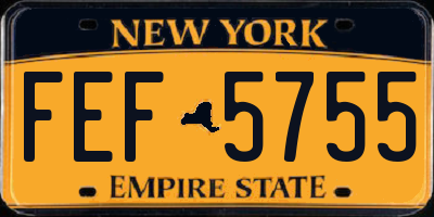 NY license plate FEF5755
