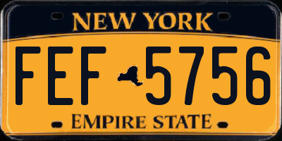 NY license plate FEF5756
