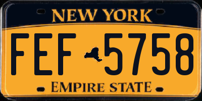 NY license plate FEF5758