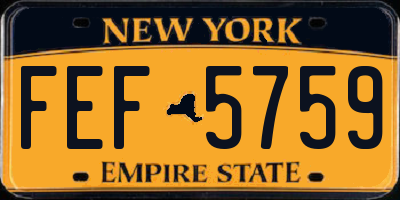 NY license plate FEF5759