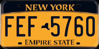 NY license plate FEF5760