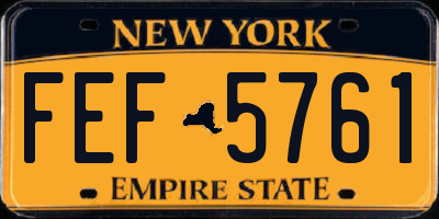 NY license plate FEF5761