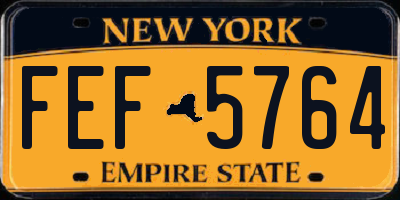 NY license plate FEF5764