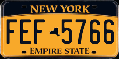 NY license plate FEF5766