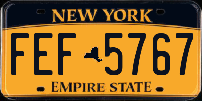 NY license plate FEF5767