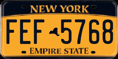 NY license plate FEF5768