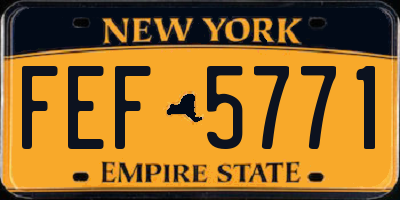 NY license plate FEF5771