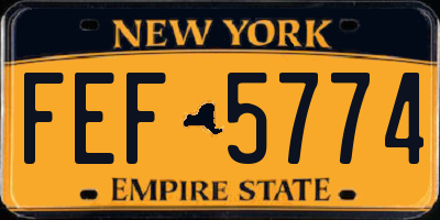 NY license plate FEF5774