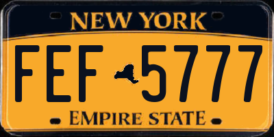 NY license plate FEF5777