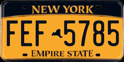 NY license plate FEF5785