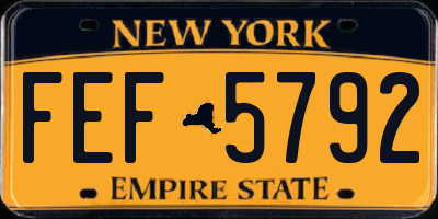 NY license plate FEF5792