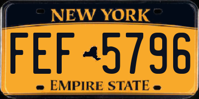 NY license plate FEF5796