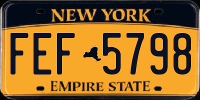 NY license plate FEF5798