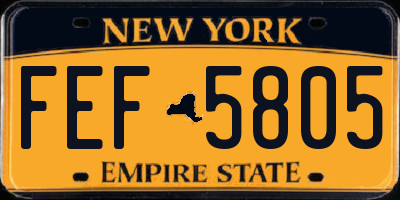 NY license plate FEF5805