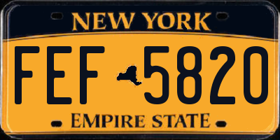 NY license plate FEF5820