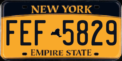 NY license plate FEF5829