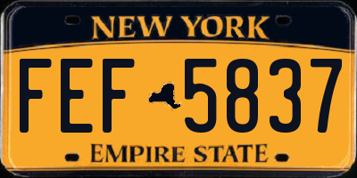 NY license plate FEF5837