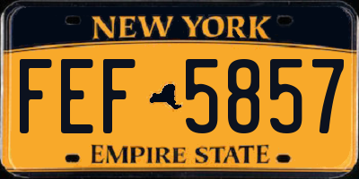 NY license plate FEF5857
