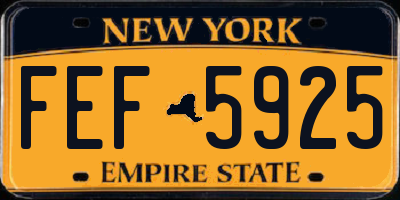 NY license plate FEF5925